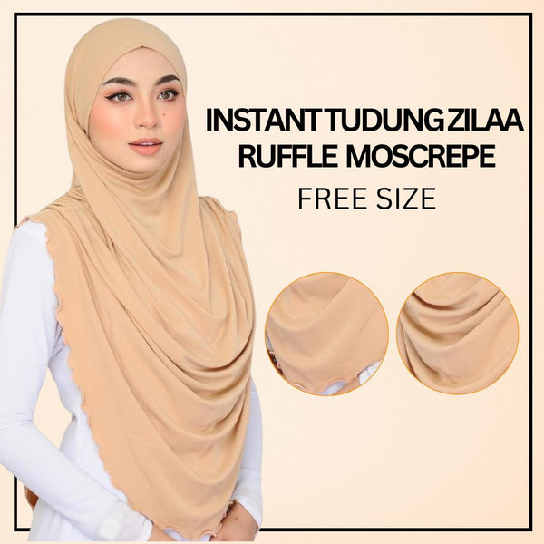 Instant Tudung Zilaa Ruffle Moscrepe